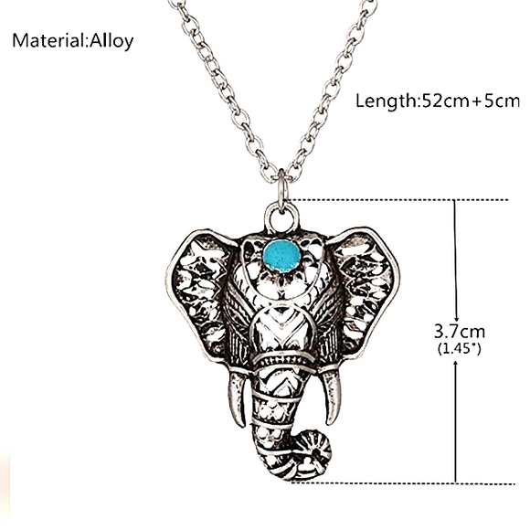 ELEPHANT Necklace White Ivory Stone Pendant Vintage look Silver pl NEW in pkg. … - Picture 7 of 11